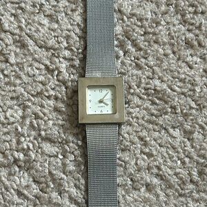 Yves Rocher women’s vintage silver Y2K stainless steel square bracelet watch